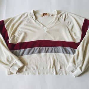 Cropped crushed velvet retro sweater